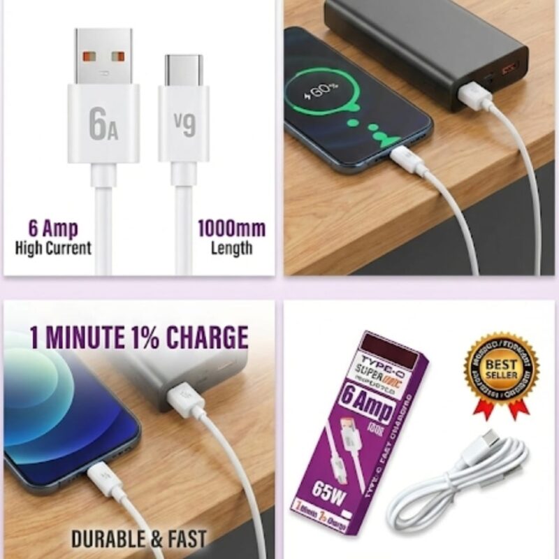 SuperVOOC 6A 65W Type-C Fast Charging Data Cable